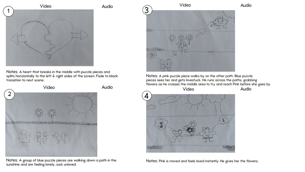 Puzzle Piece Love Story Diorama Storyboards 1-4