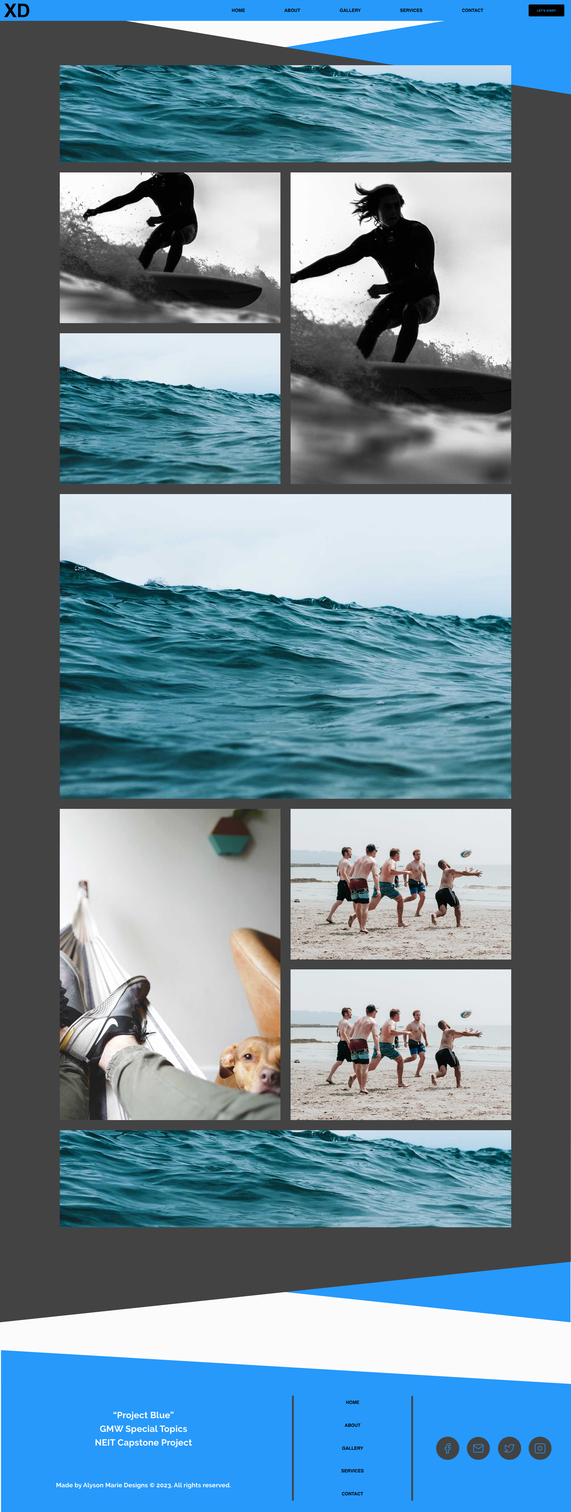 Project Blue Photography- Gallery Page. Wireframe/Mockup