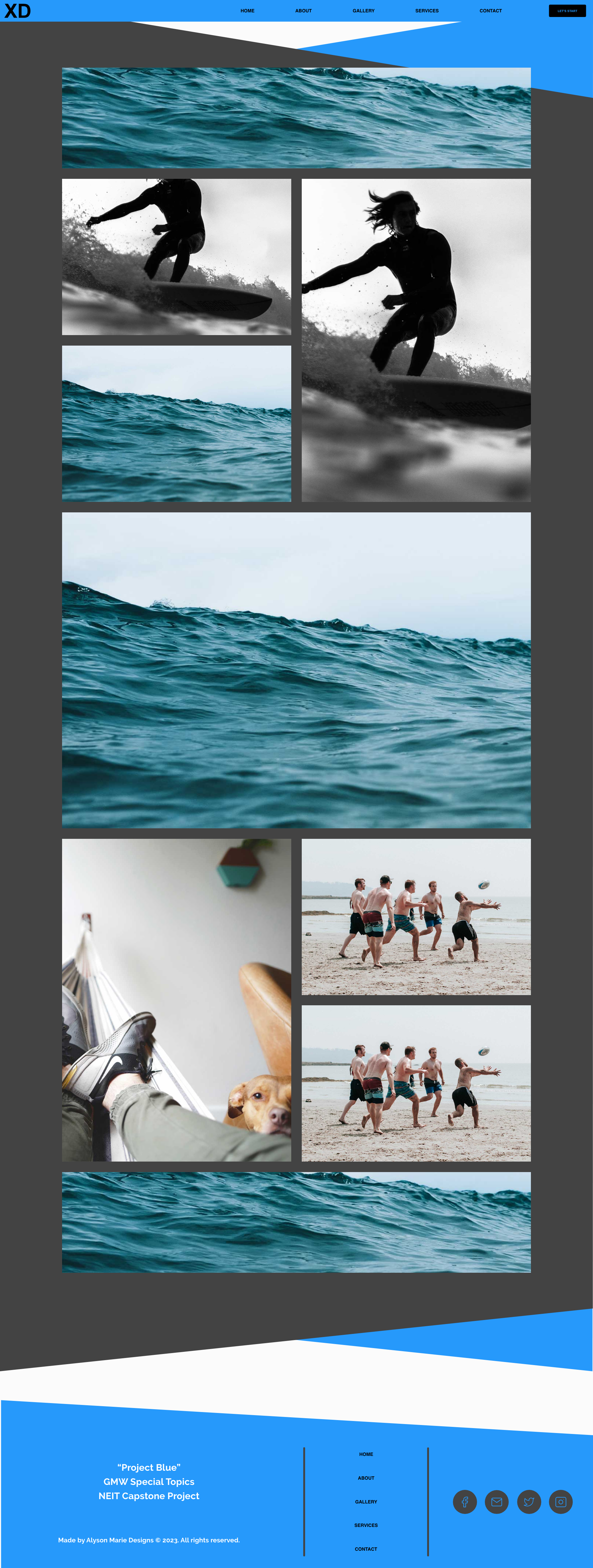 Capstone Project: Wordpress Website Theme 5 Project Blue Photography- Gallery Page. Wireframe/Mockup